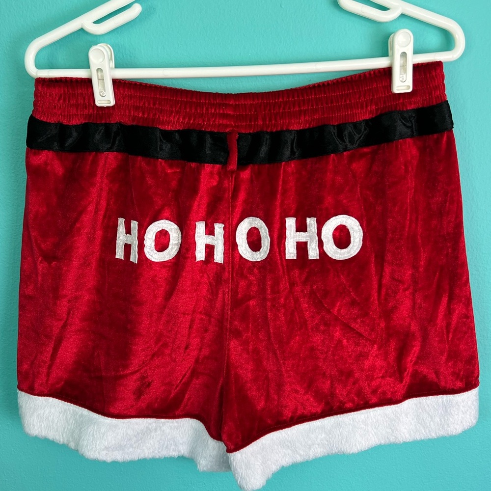 EUC Unisex Accents Santa Christmas Ho Ho Ho Pajama Shorts Size Large